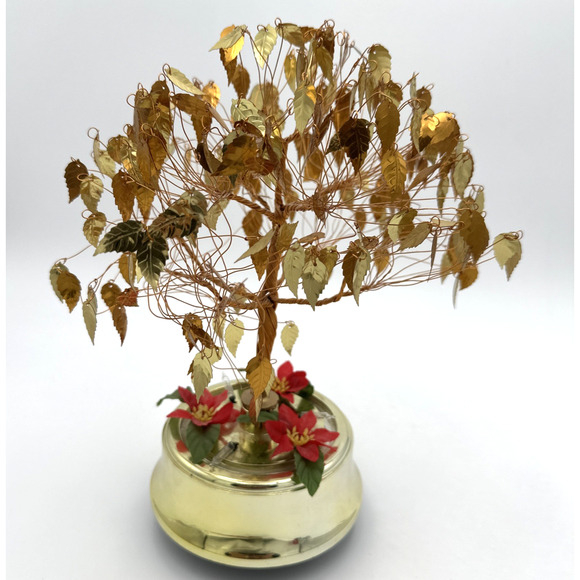 MCM Dream Tree Twisted Wire/Gold Leaves Rotating Lighted Music Box - Picture 1 of 5